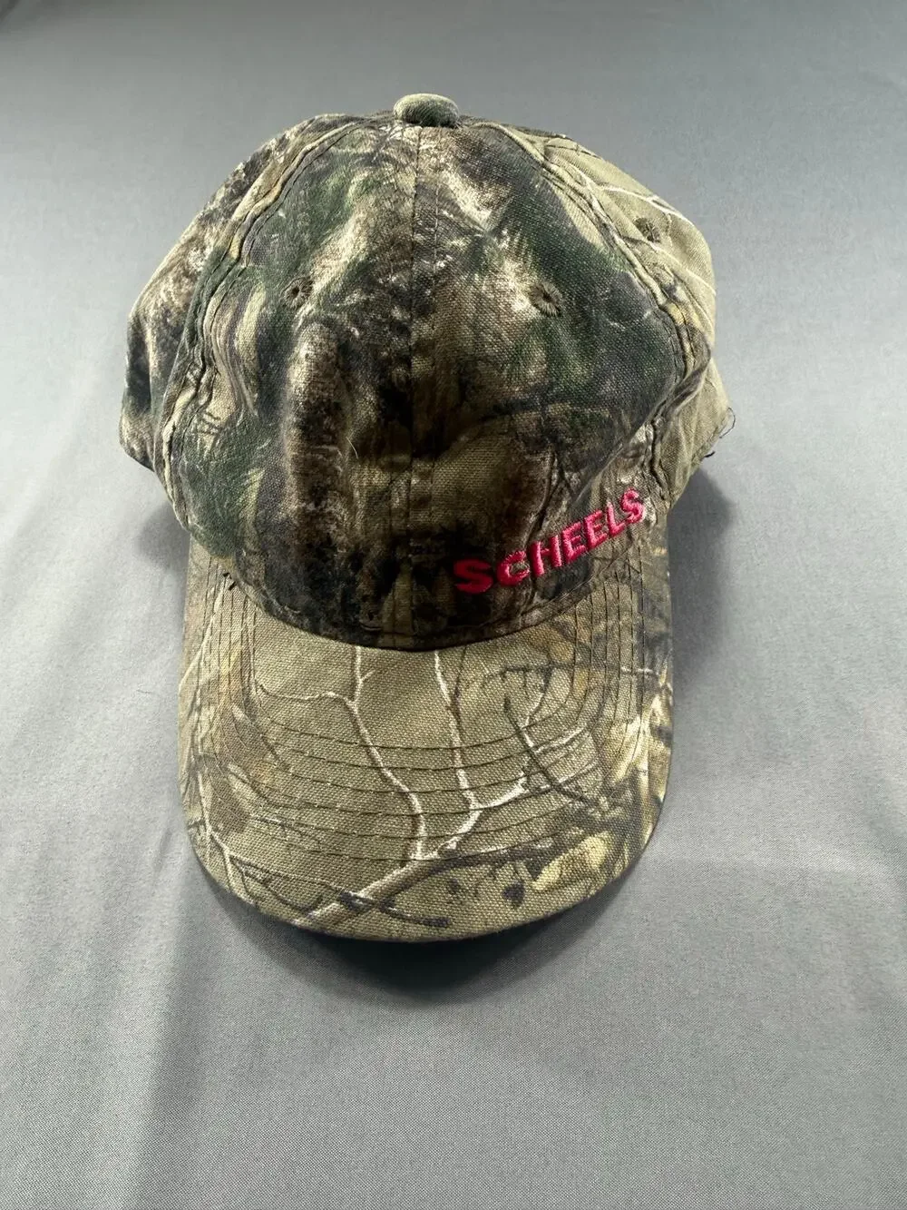 SCHEELS Ladies Fit Realtree Camo Adjustable Baseball Hat Pink Logo Outdoor Cap